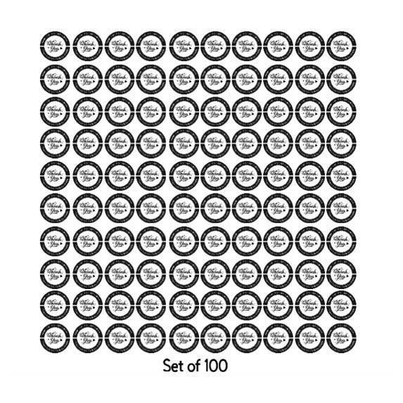 Black and White Thank You Stickers, 2 inch, Set of 100