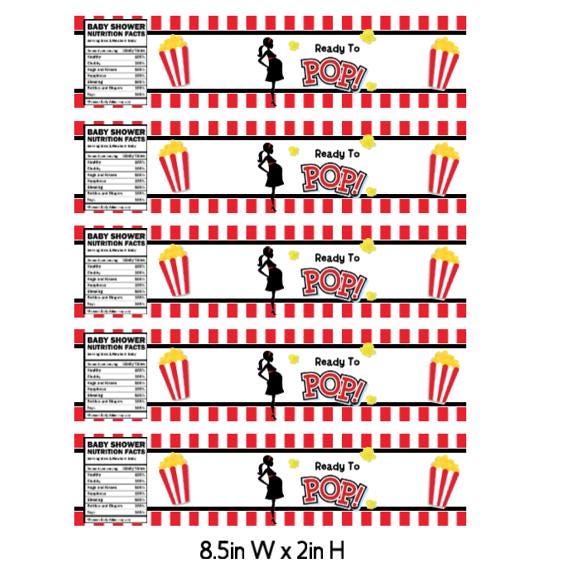 Ready to Pop Baby Shower Water Bottle Labels, Nutrition Facts, 12pcs