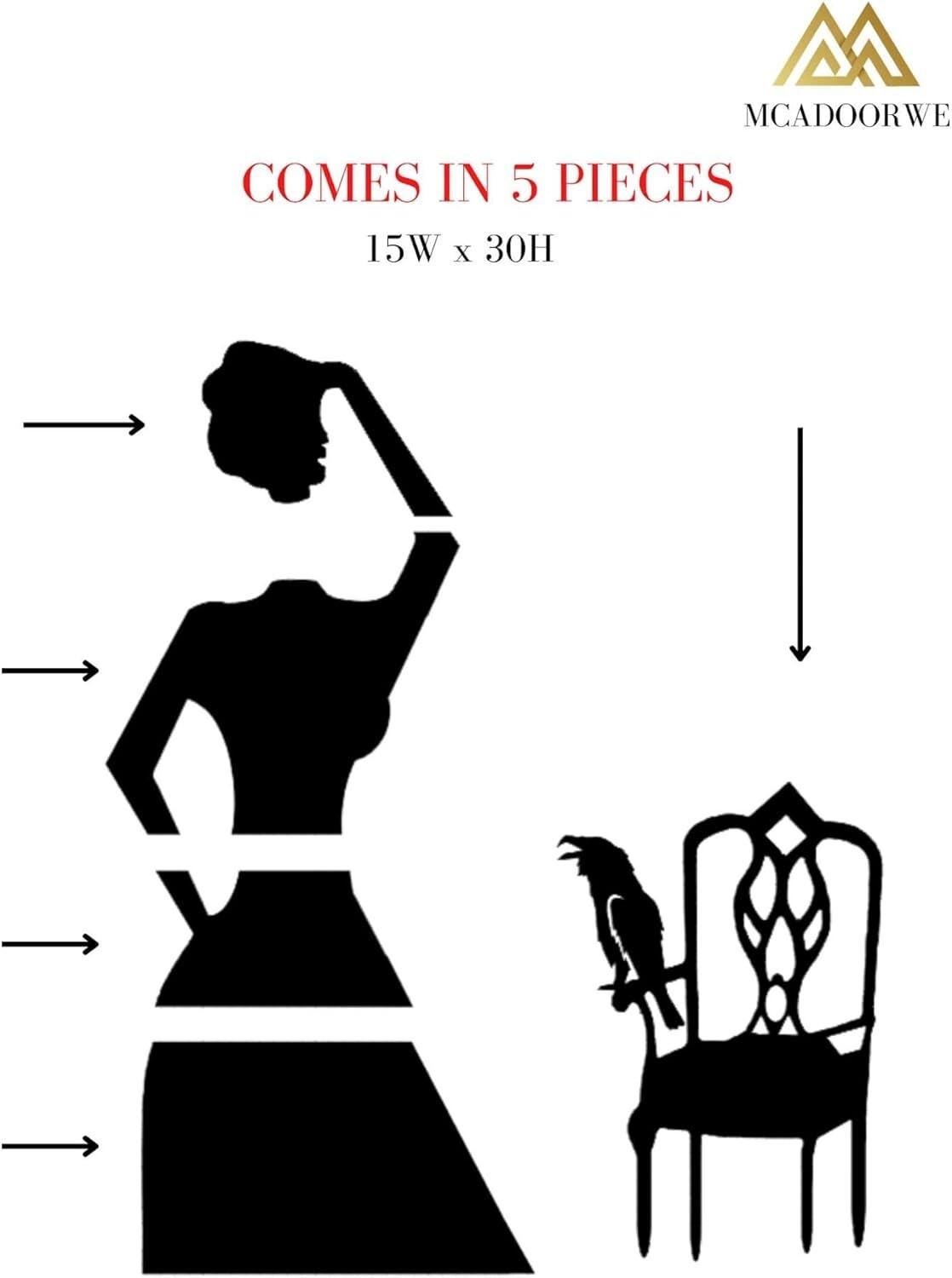 Window Cling Silhouette Decorations, Vintage Style Halloween Figure and Chair