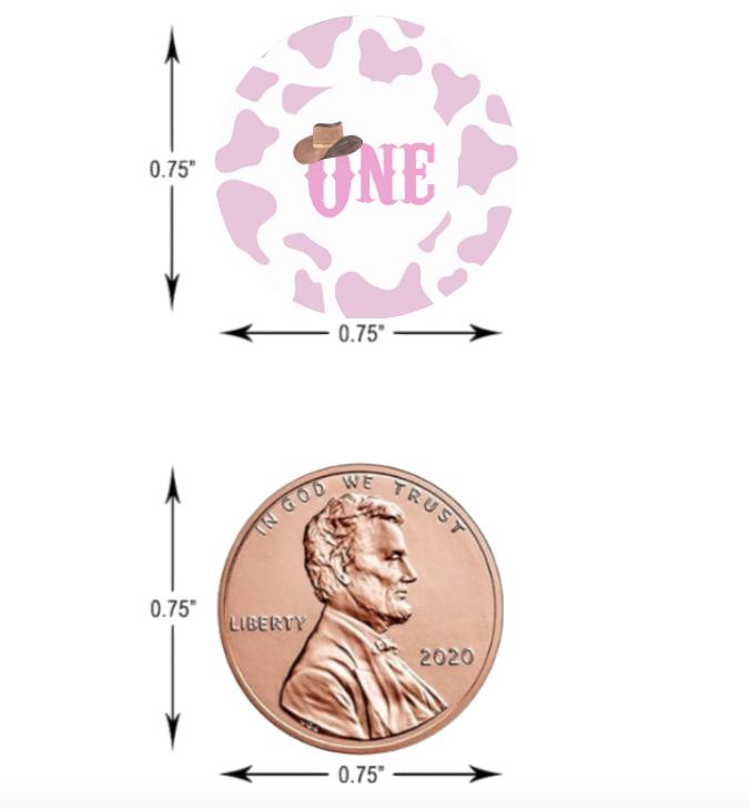 1st Birthday Cowgirl Candy Labels |Cow Print|Glossy| 100ct|0.75in|Candy Stickers