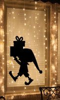 Elf Carrying Present Window Cling | Christmas Silhouette Decal | Reusable| 17H