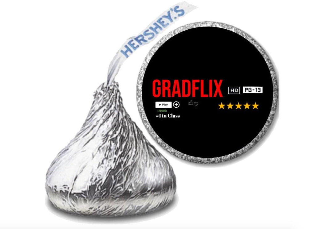 Gradflix Party Candy Labels | 100 Stickers for Graduation Treats | 0.75 Inch Round