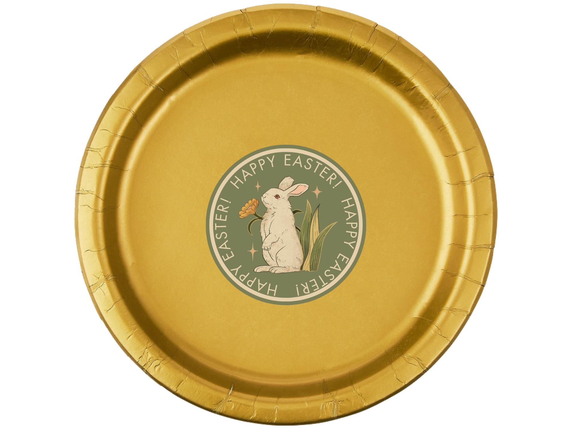Easter Party Paper Plates Set | Gold Tableware | 40 Piece Kit