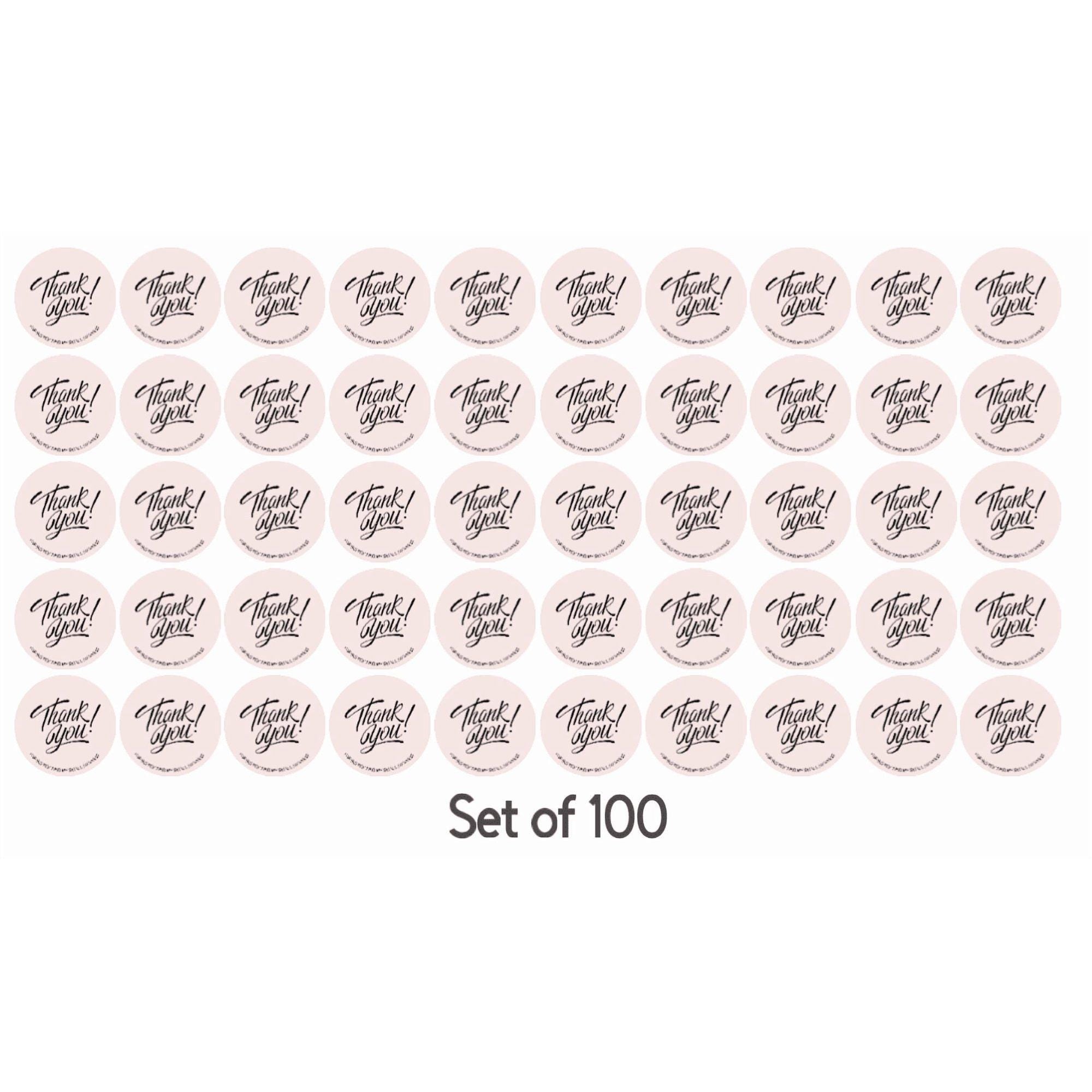 Thank You Stickers for Small Business, 2 x 2 inches, Pink, Set of 100