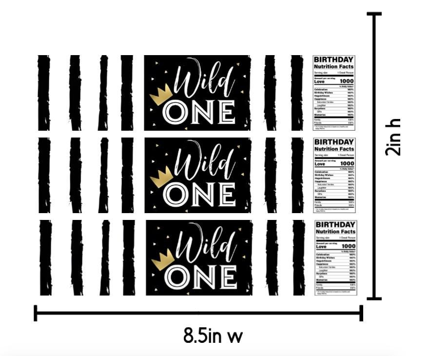 Wild One | 1st Birthday Safari Water Bottle Labels | Set of 12 | Party Favors