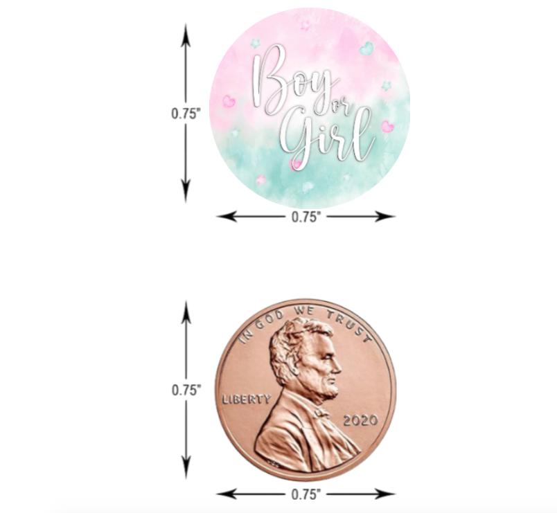Boy or Girl Kisses Candy Stickers | 100pcs Waterproof Glossy Vinyl | Gender Reveal|0.75in
