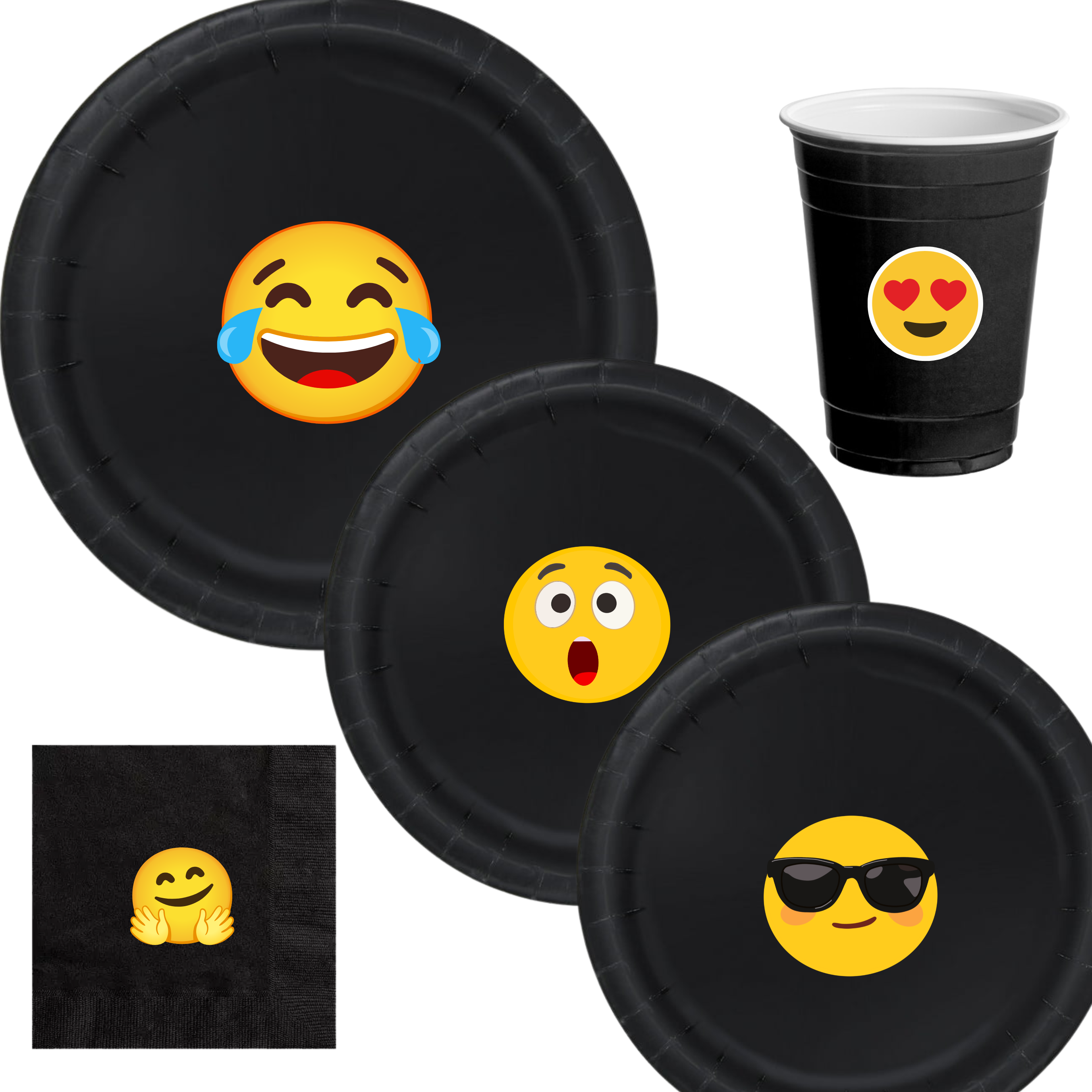Emoji Birthday Party | Disposable Plates Set | Fun Expression Theme | Matching Paper Supplies | Colorful Table Decor
