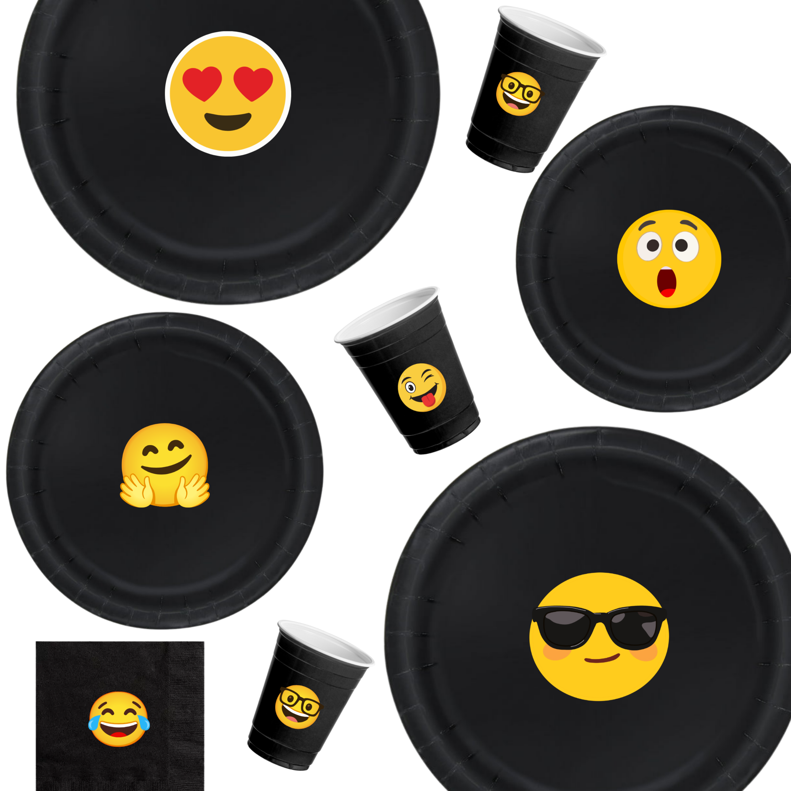 Emoji Birthday Party | Disposable Plates Set | Fun Expression Theme | Matching Paper Supplies | Colorful Table Decor