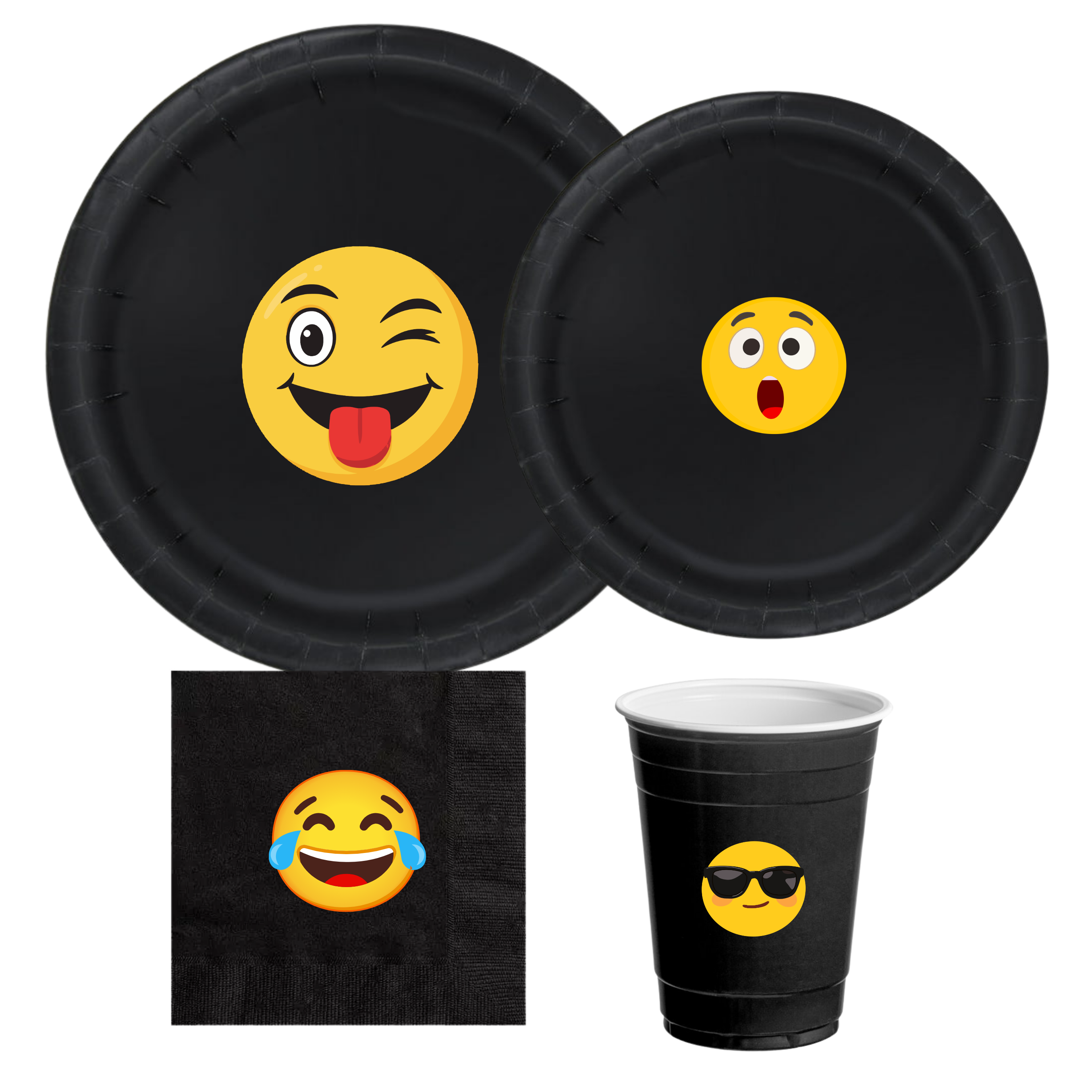 Emoji Birthday Party | Disposable Plates Set | Fun Expression Theme | Matching Paper Supplies | Colorful Table Decor