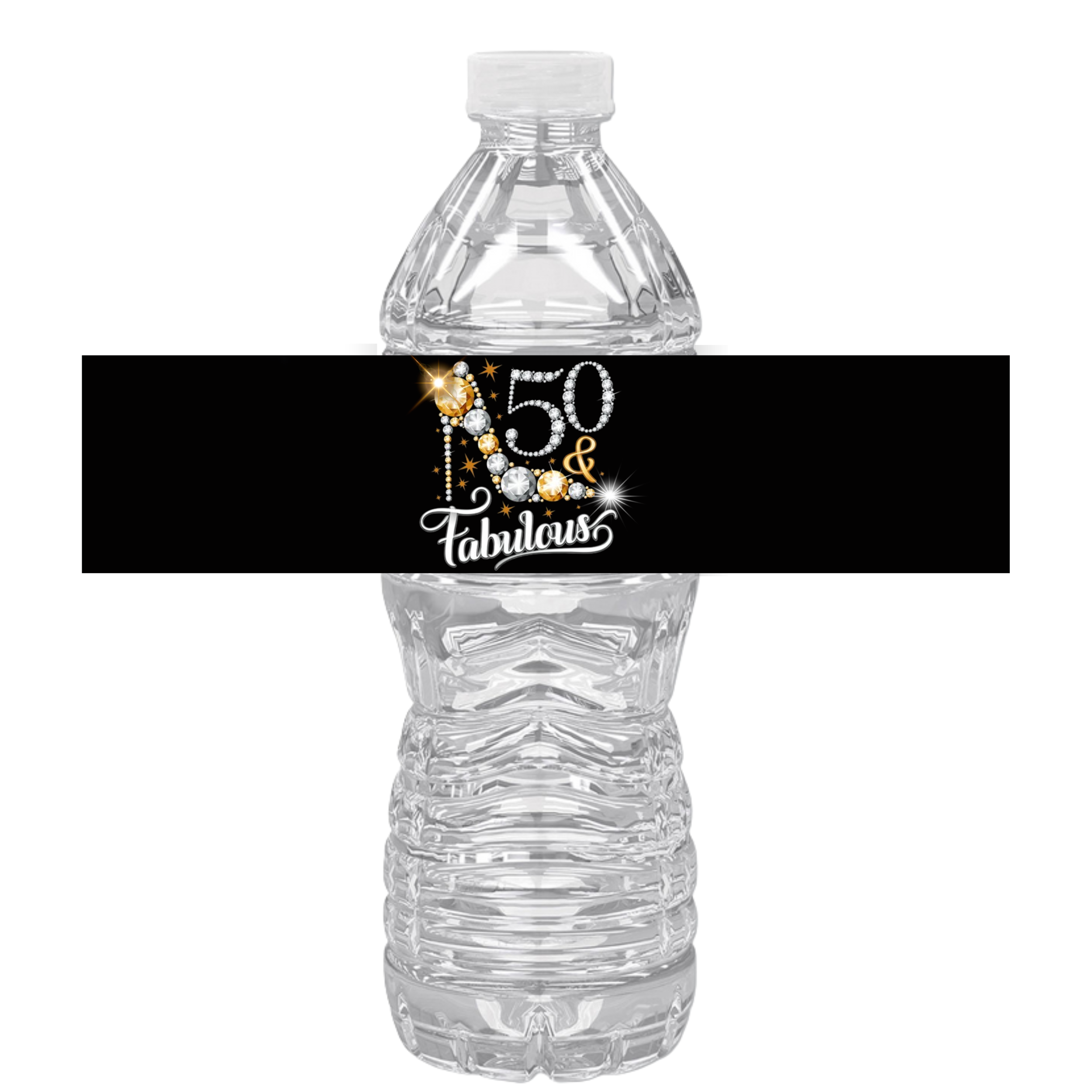 50 And Fabulous Birthday Water Bottle Labels | Set Of 12 | Milestone Party favors | Elegant Celebration Drink wraps