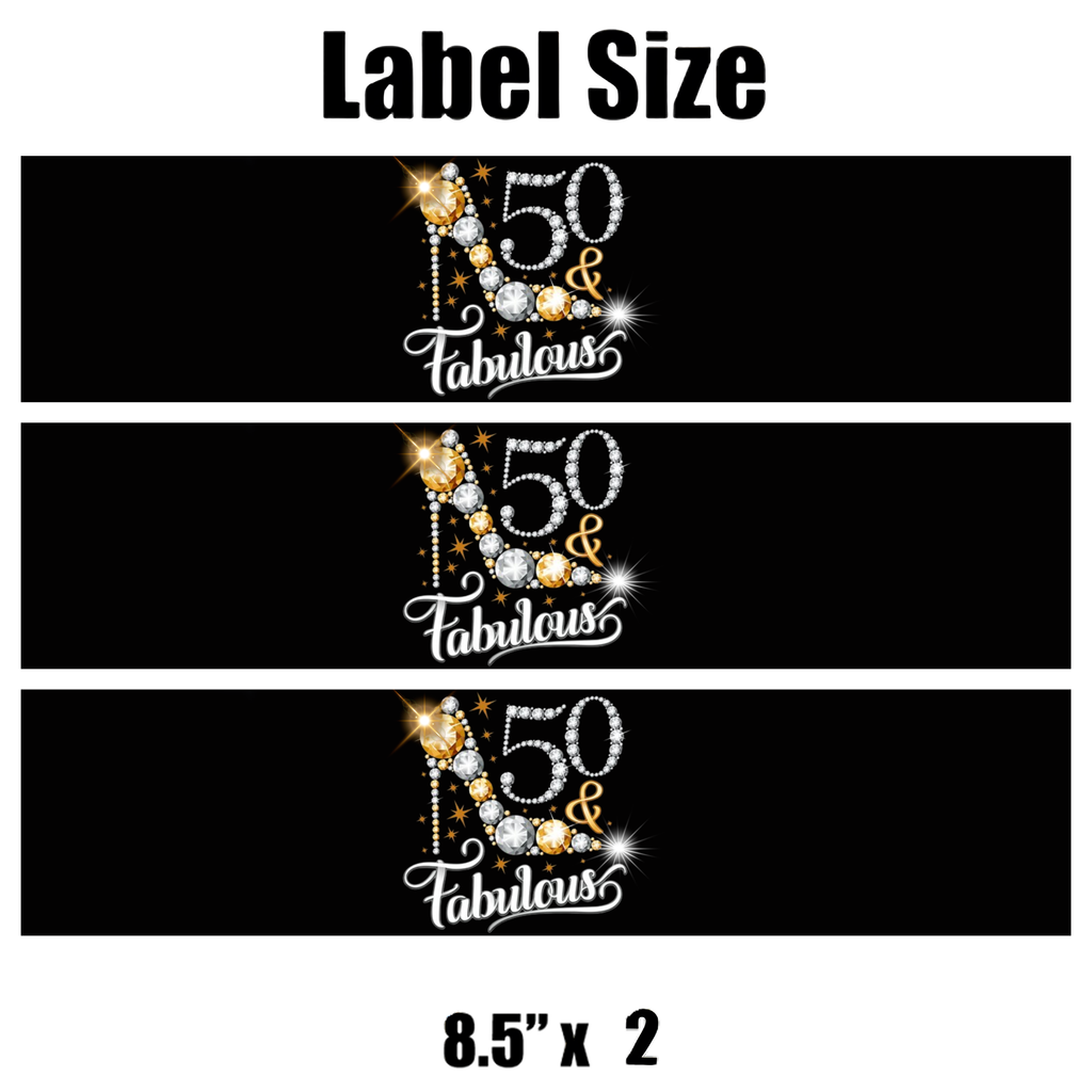 50 And Fabulous Birthday Water Bottle Labels | Set Of 12 | Milestone Party favors | Elegant Celebration Drink wraps