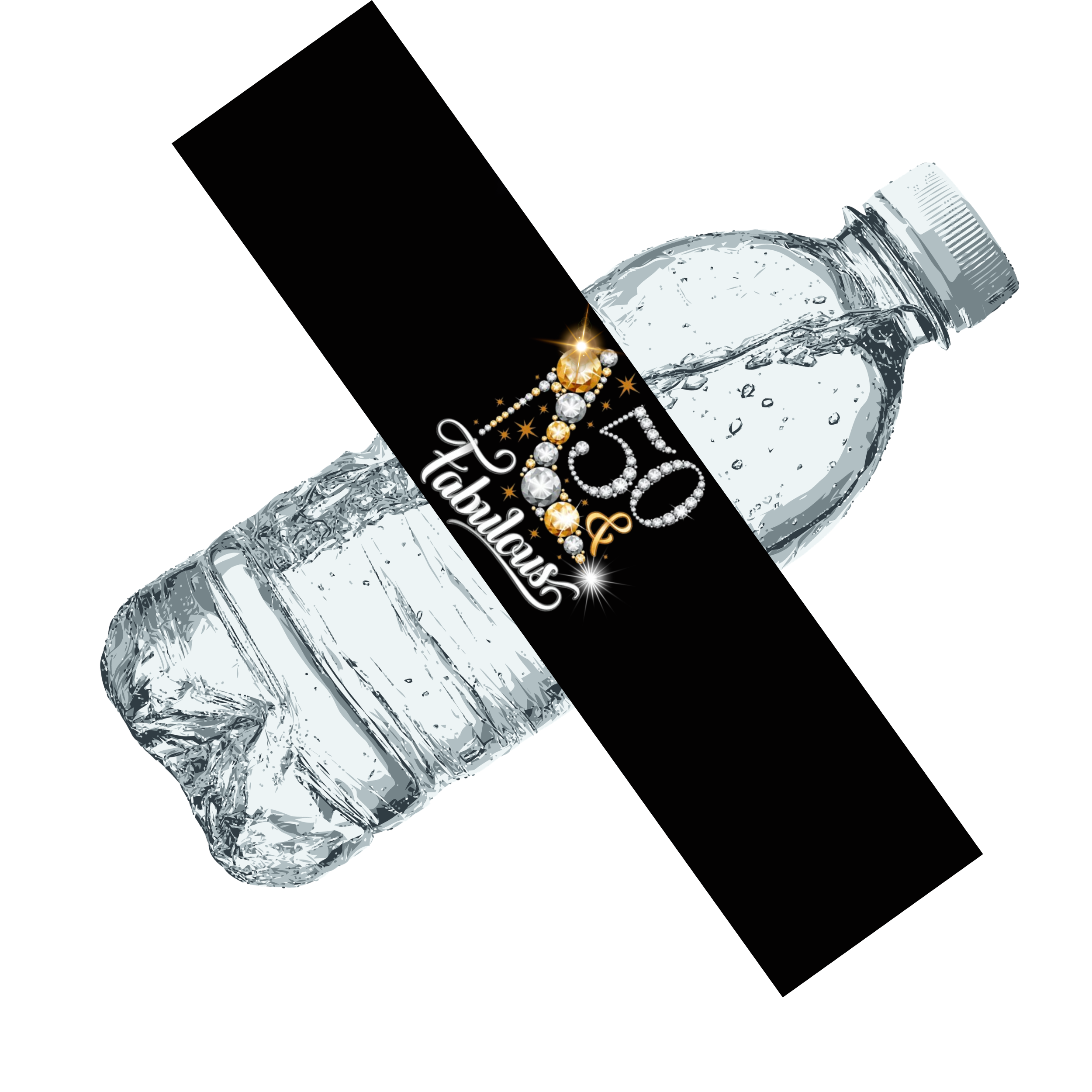 50 And Fabulous Birthday Water Bottle Labels | Set Of 12 | Milestone Party favors | Elegant Celebration Drink wraps