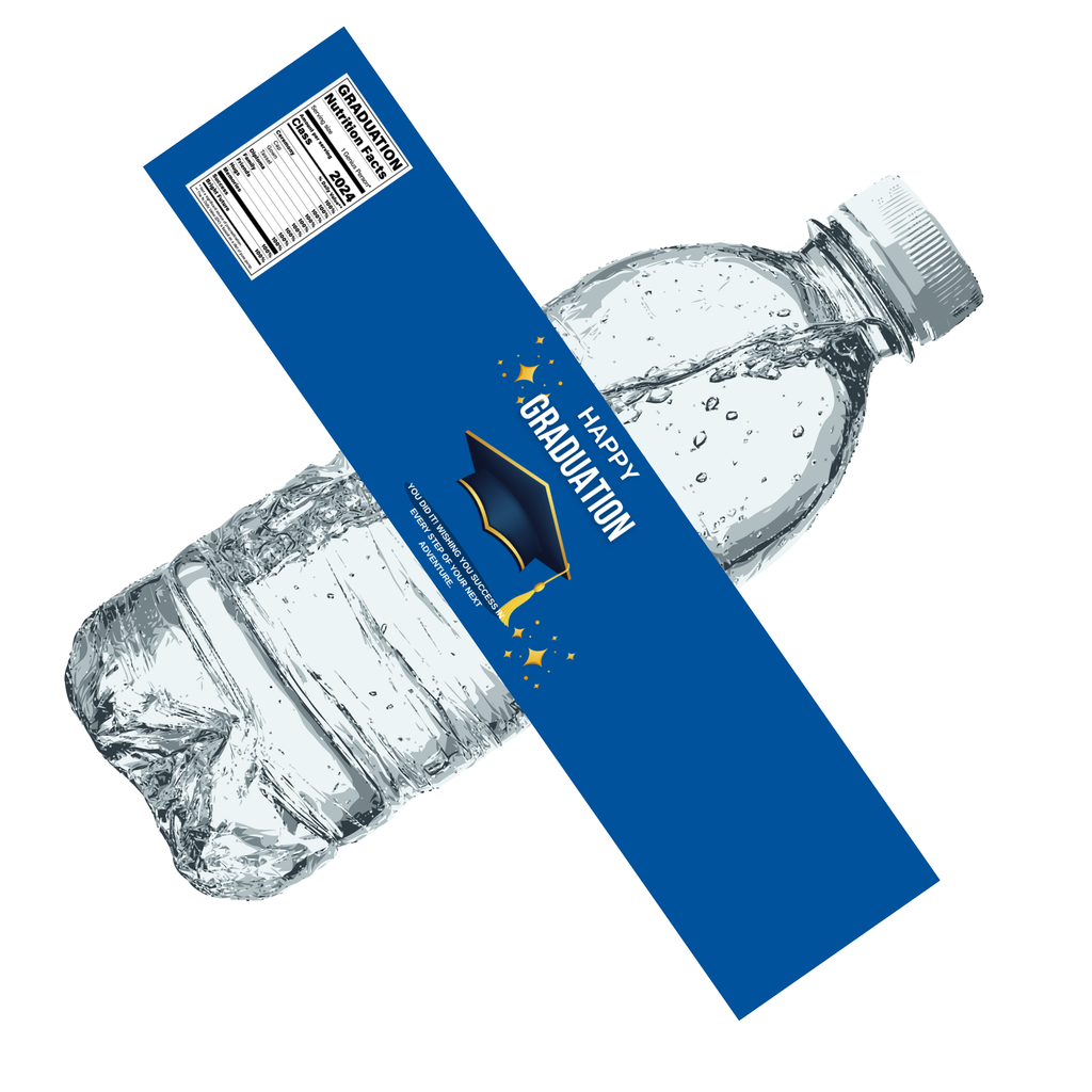 Graduation Water Bottle Labels| Set of 12|Happy Graduation| Custom Drink Labels|Bottle Wraps
