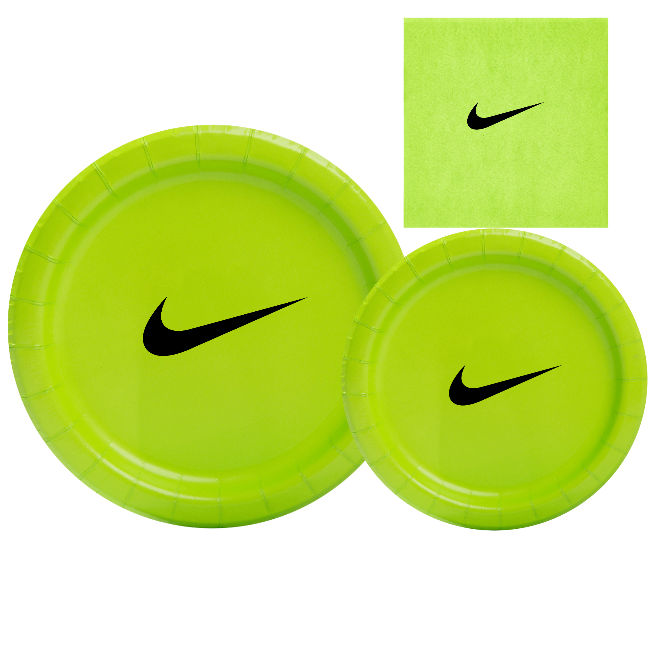 Custom Retro Basketball Party Tableware Set | Lime Green with Black Design | 45PCS Disposable Party Supplies | 15 Dinner Plates 15 Dessert Plates 15 Napkins
