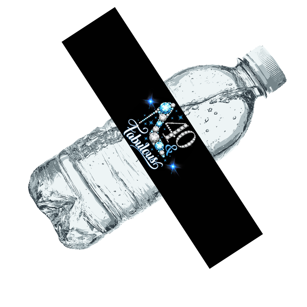 40 And Fabulous Birthday Water Bottle Labels |Set Of 12| Milestone Party favors | Elegant Celebration Drink Wraps