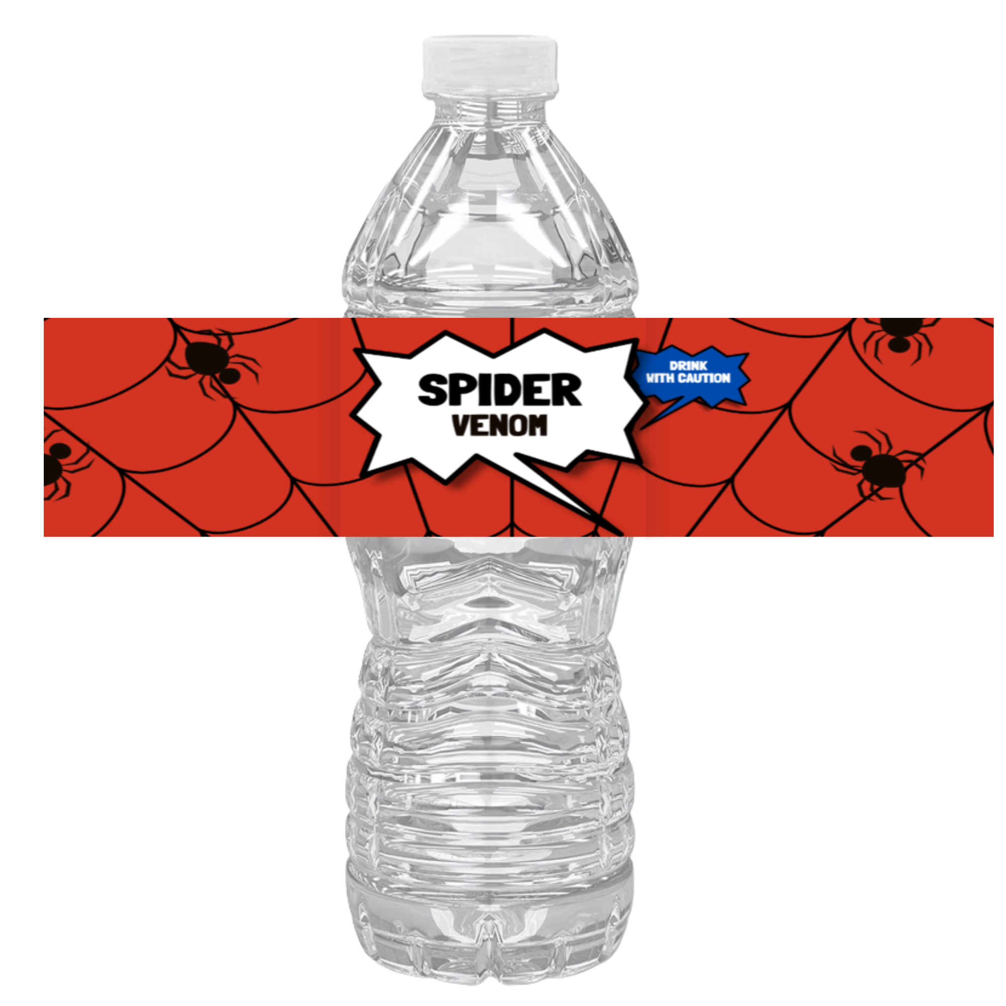 Spider Theme Birthday Water Bottle Labels | Set Of 12 | Spider Venom Design | Spooky Party Decor