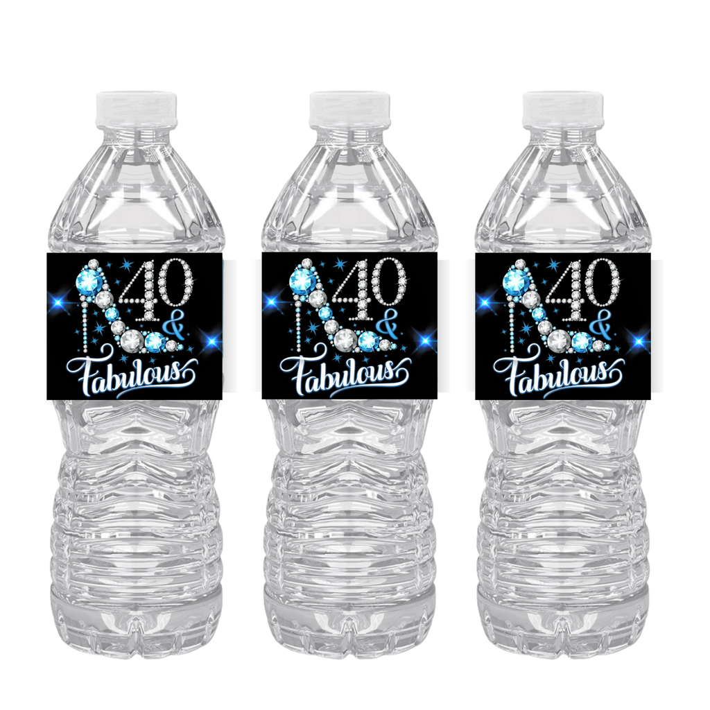 40 And Fabulous Birthday Water Bottle Labels |Set Of 12| Milestone Party favors | Elegant Celebration Drink Wraps