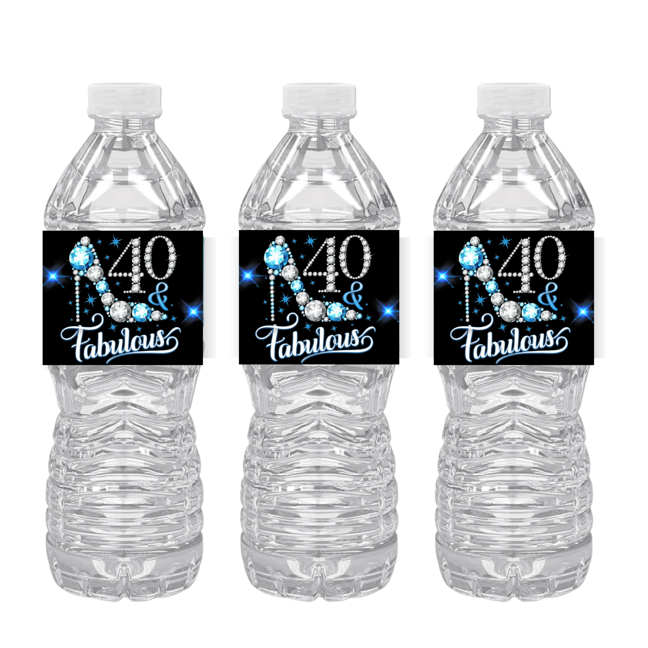 40 And Fabulous Birthday Water Bottle Labels |Set Of 12| Milestone Party favors | Elegant Celebration Drink Wraps