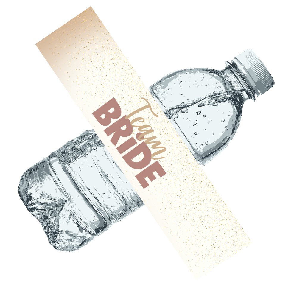 Team Bride Water Bottle Labels | Bridal Shower Party Decor | Wedding Celebration Theme | Set of 12