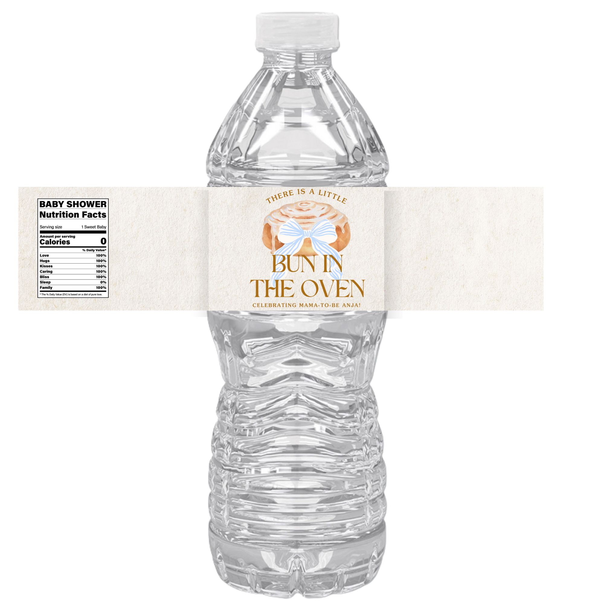 There's A Little Bun In Oven | Baby Shower Water Bottle Labels | Funny Baby Theme | Set of 12