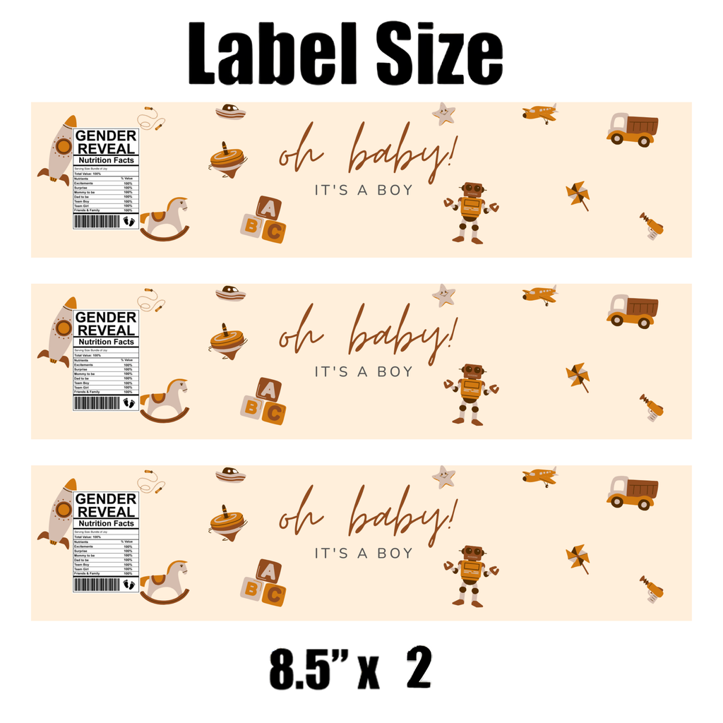 Oh Baby Its a Boy Water Bottle Labels | Baby Shower Theme for Boys | 12 PCS | Glossy