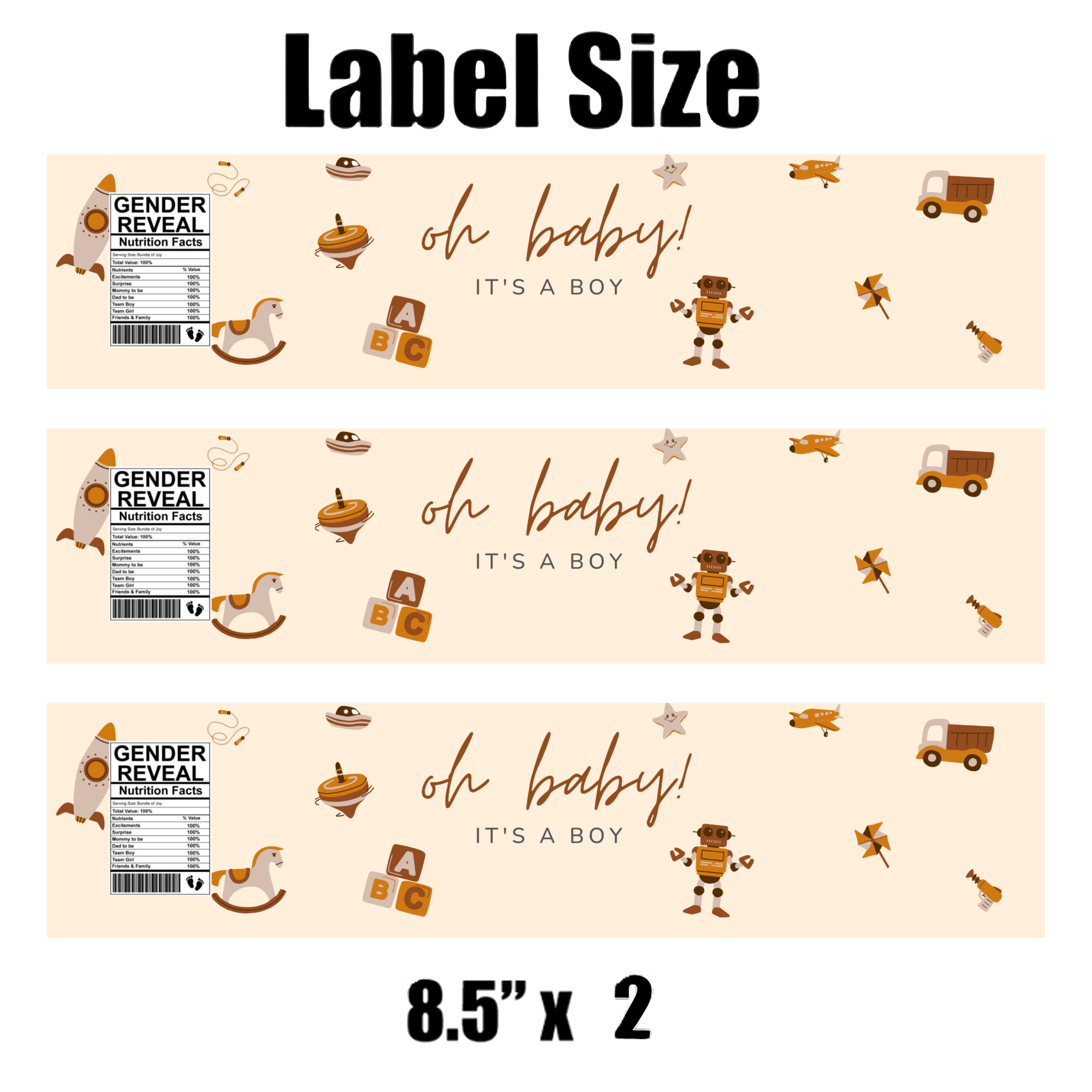 Oh Baby Its a Boy Water Bottle Labels | Baby Shower Theme for Boys | 12 PCS | Glossy