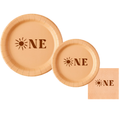 First Birthday Plates Set | Son Theme| Peach With Brown Font| 45pcs | Durable| 1st Birthday Party Plates Set