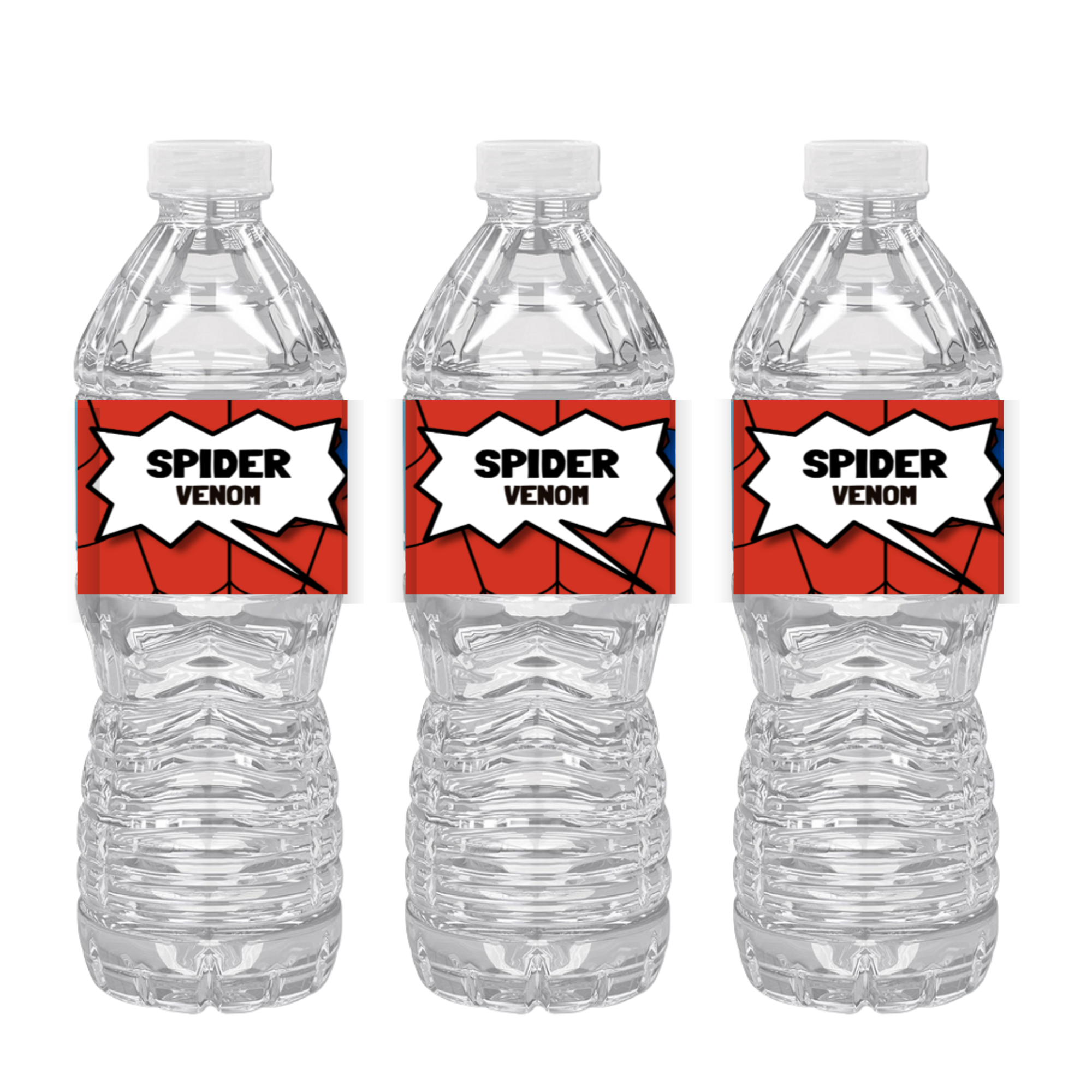 Spider Theme Birthday Water Bottle Labels | Set Of 12 | Spider Venom Design | Spooky Party Decor