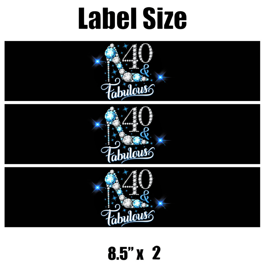 40 And Fabulous Birthday Water Bottle Labels |Set Of 12| Milestone Party favors | Elegant Celebration Drink Wraps
