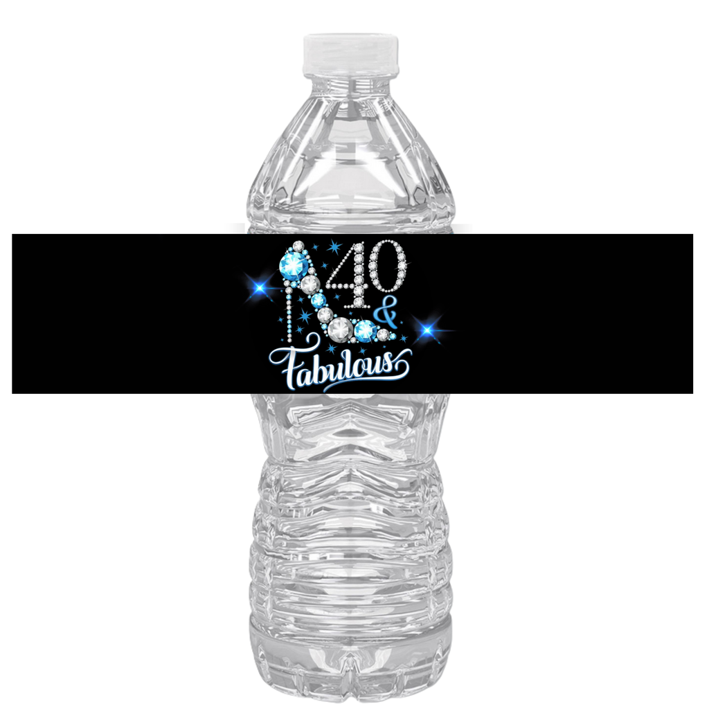 40 And Fabulous Birthday Water Bottle Labels |Set Of 12| Milestone Party favors | Elegant Celebration Drink Wraps