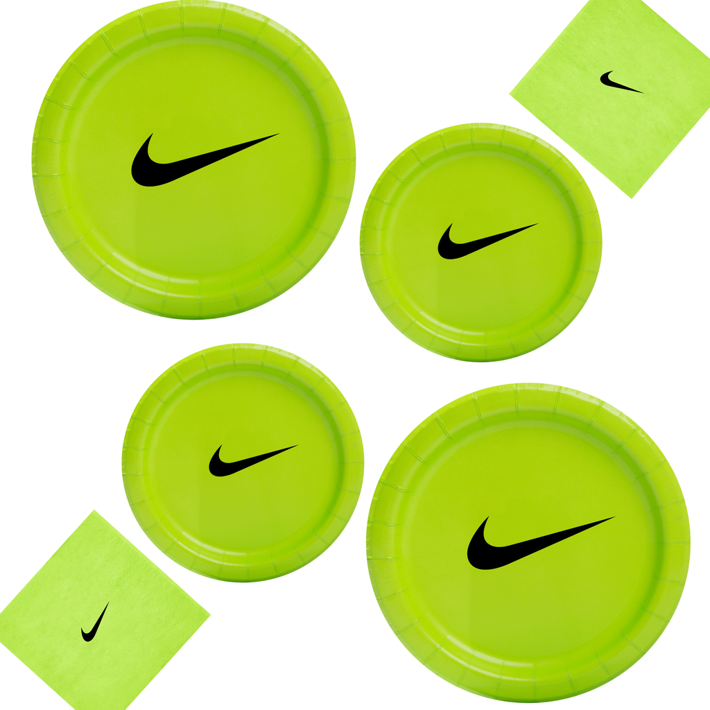 Custom Retro Basketball Party Tableware Set | Lime Green with Black Design | 45PCS Disposable Party Supplies | 15 Dinner Plates 15 Dessert Plates 15 Napkins