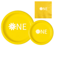 One First Birthday Tableware Set | Yellow Floral Plates & Napkins with White