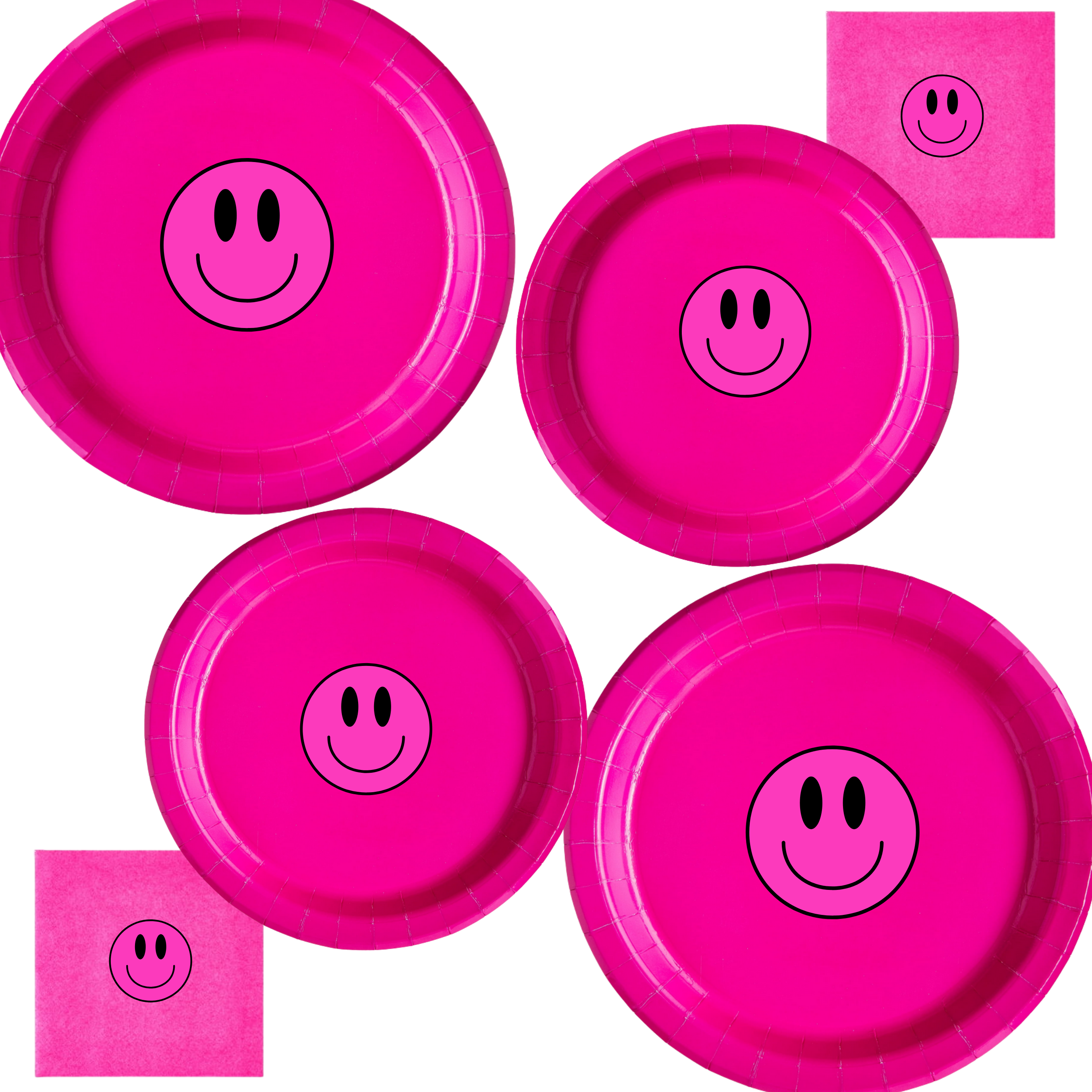 Smiley Face Party | Disposable Plates Set | Birthday Table Decor | Matching Paper Supplies | Happy Face Theme | Complete Party Bundle