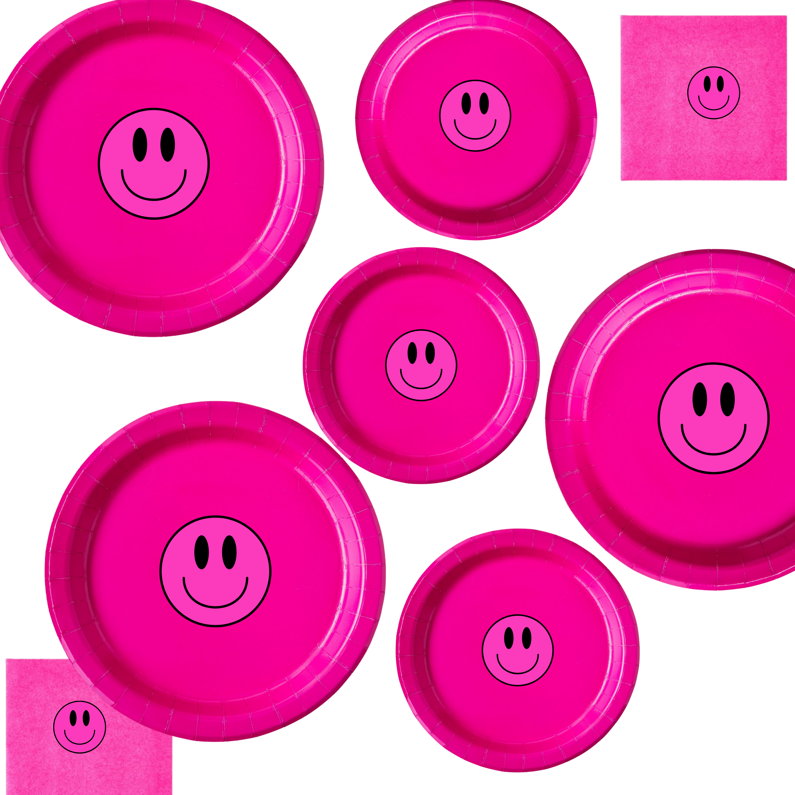 Smiley Face Party | Disposable Plates Set | Birthday Table Decor | Matching Paper Supplies | Happy Face Theme | Complete Party Bundle
