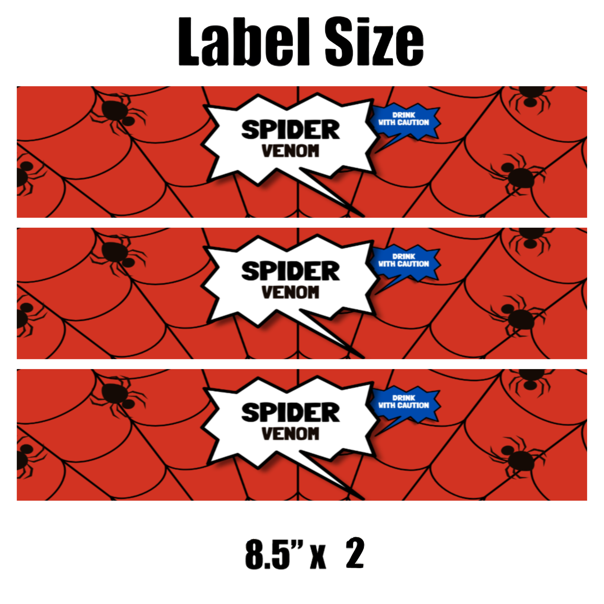 Spider Theme Birthday Water Bottle Labels | Set Of 12 | Spider Venom Design | Spooky Party Decor