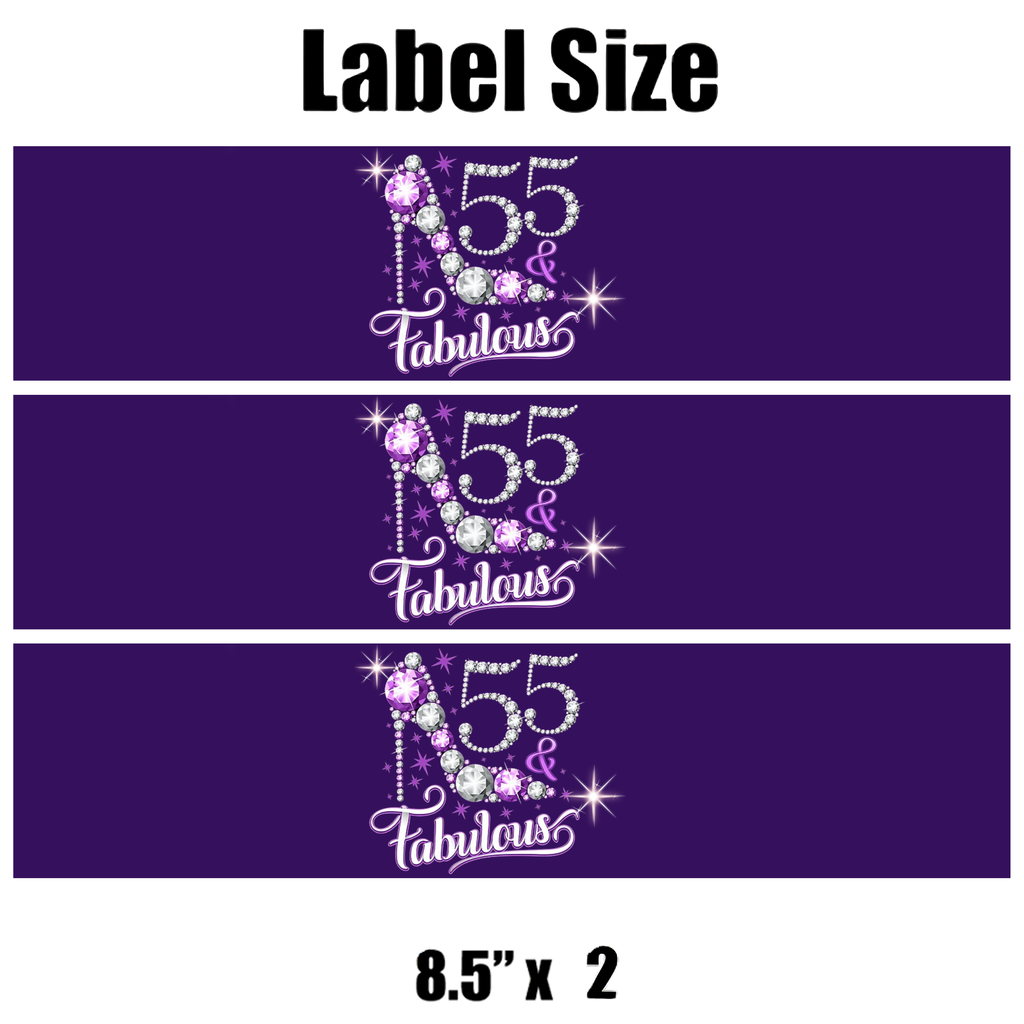 55 And Fabulous Water Bottle Labels | Set Of 12 | Milestone Party Favors | Elegant Celebration Decor | Drink Wraps