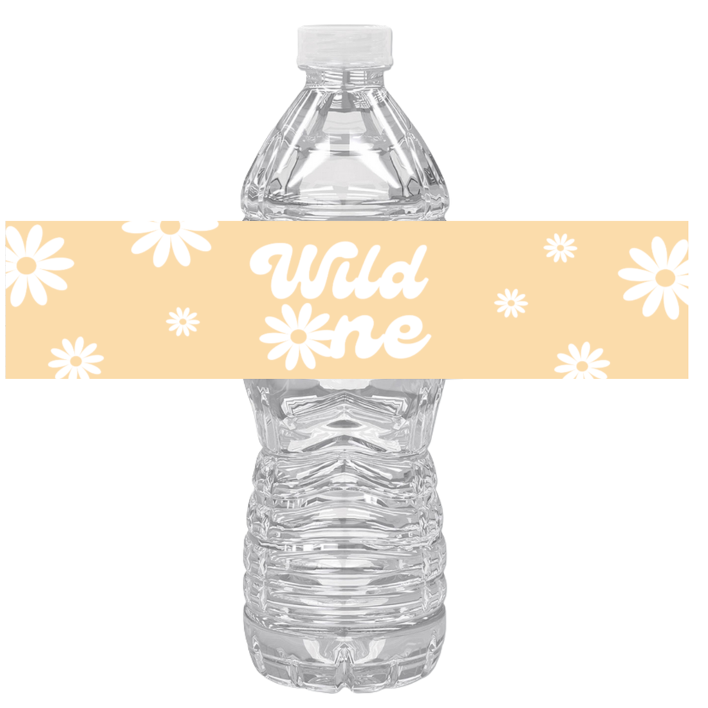Wild One First Birthday Water Bottle Labels | Set Of 12 | floral Theme Party | Boho Jungle Decor | Drink Wraps