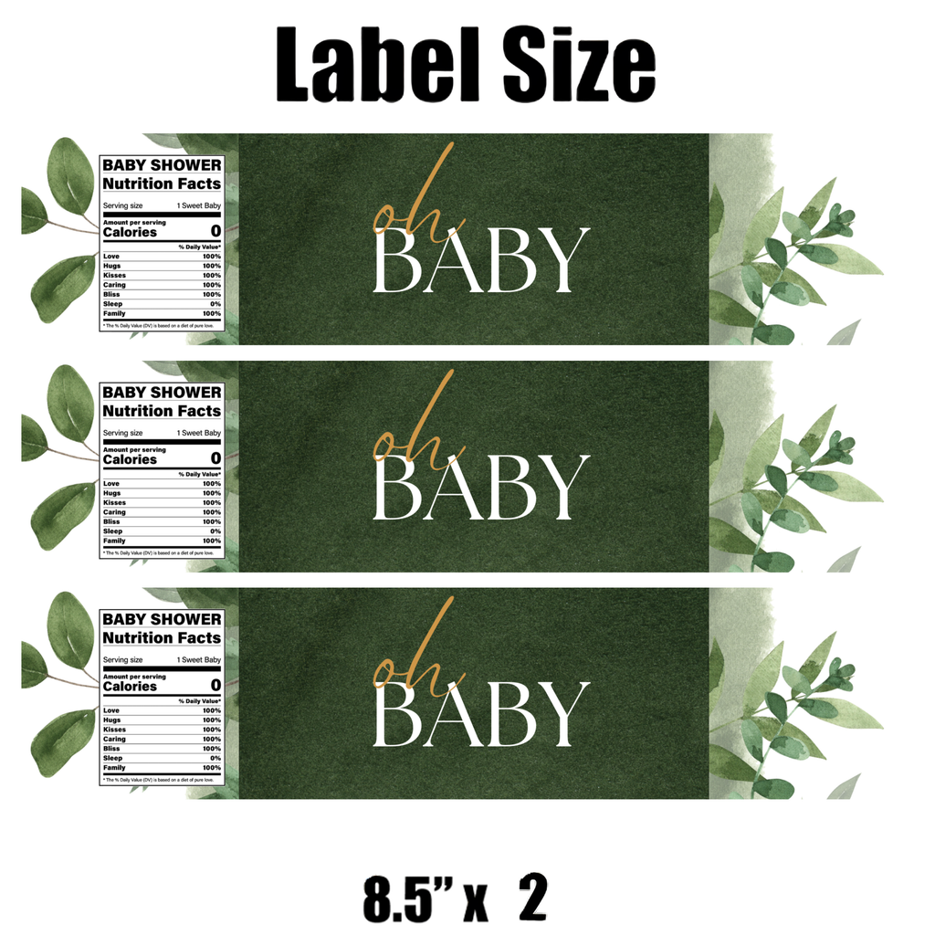 Oh Baby Baby Shower Water Bottle Labels | Set Of 12 | Gender Neutral Party | Cute Celebration Decor | Drink Wraps