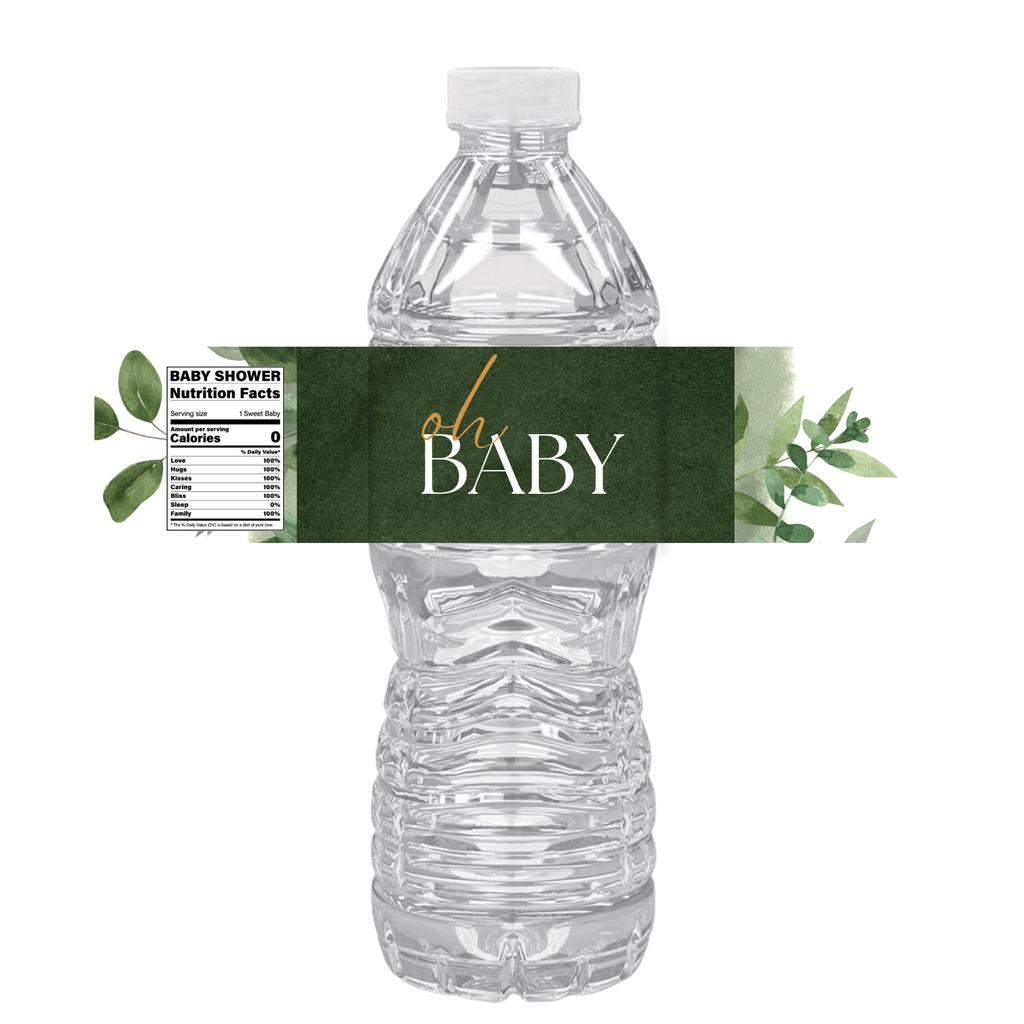 Oh Baby Baby Shower Water Bottle Labels | Set Of 12 | Gender Neutral Party | Cute Celebration Decor | Drink Wraps