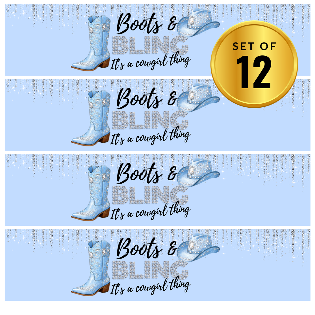 Boots And Bling | It's A Cowgirl Thing Water Bottle Labels | Set Of 12| Western Drink Wraps