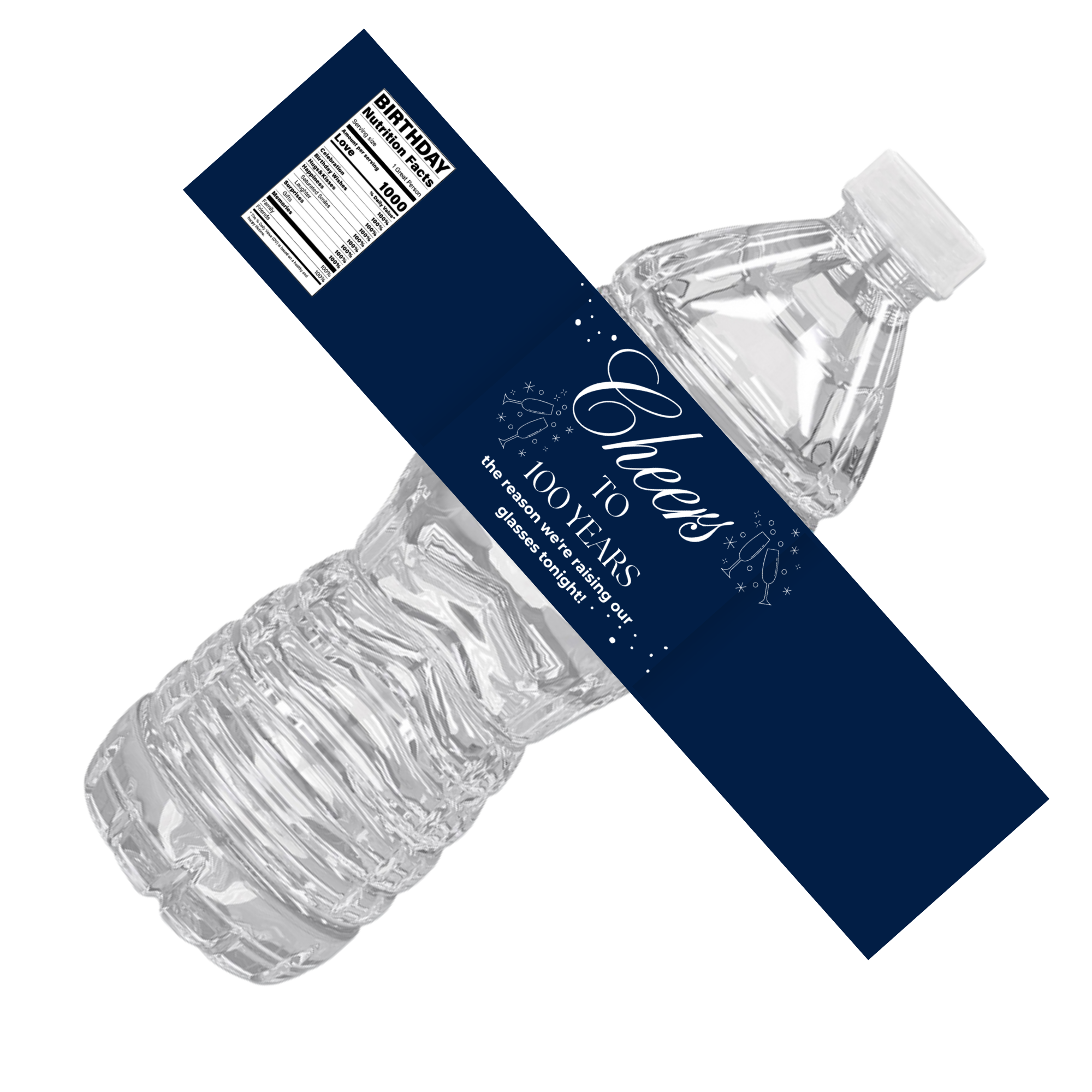 Cheers To 100 | Years Birthday Water | Bottle Labels Custom | 100th Celebration Decor | Party Drink Labels |  Milestone Drink Wraps