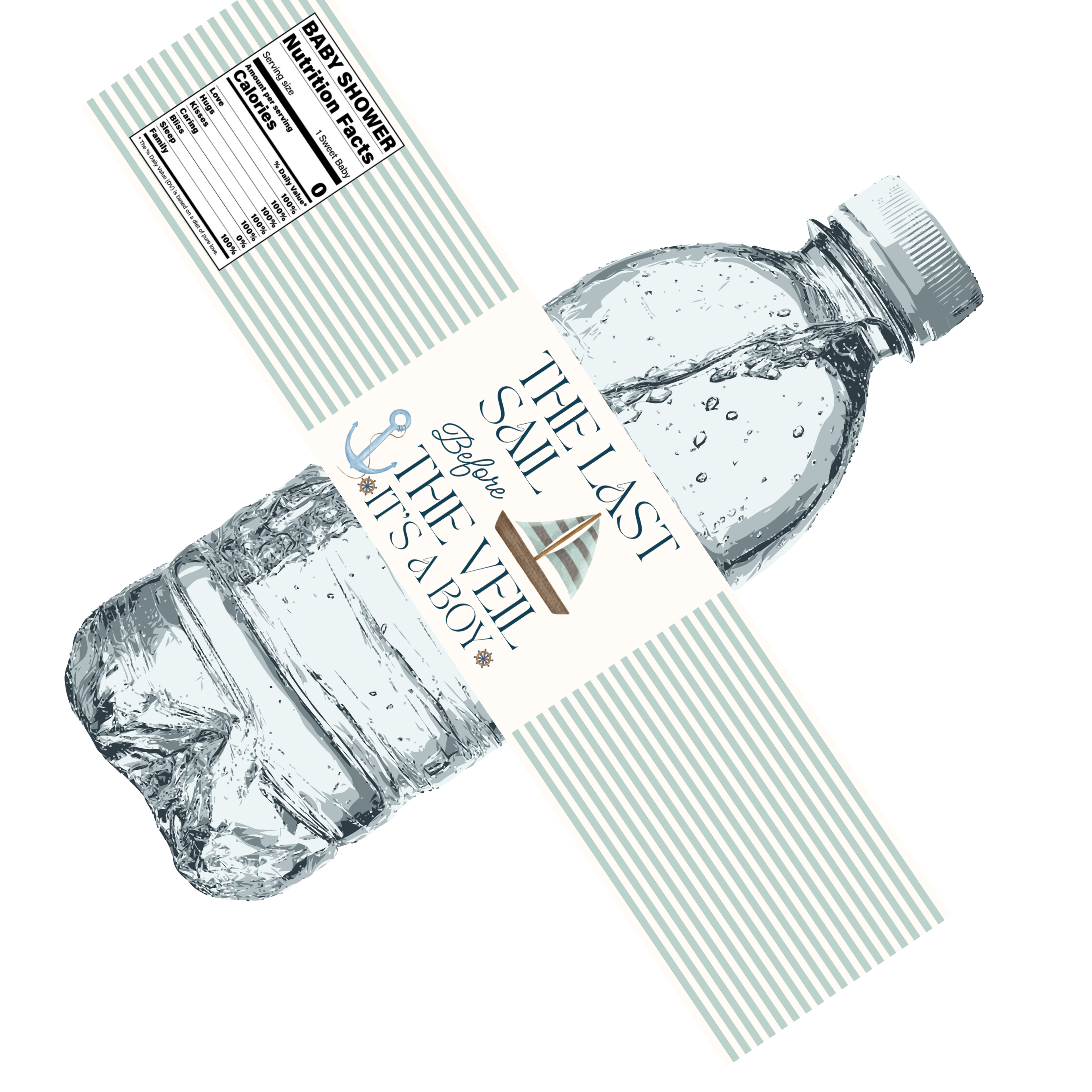 The Last Sail Before the Veil It’s a Boy Water Bottle Labels | Nautical Baby Shower Theme | Sailboat Design | 12 PCS | Glossy