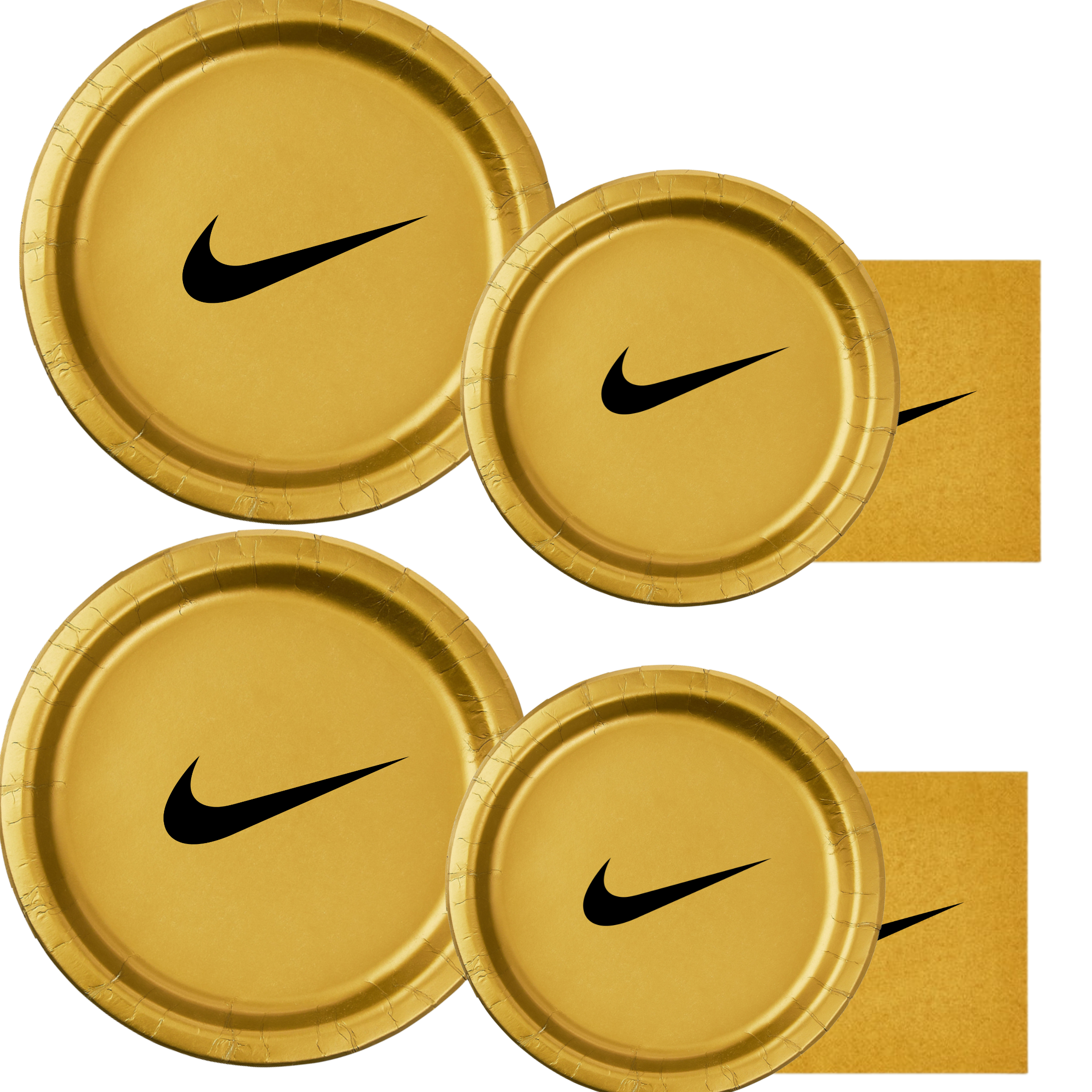 Custom Retro Basketball Party Tableware Set | Gold with Black Design | 45PCS Disposable Party Supplies | 15 Dinner Plates 15 Dessert Plates 15 Napkins