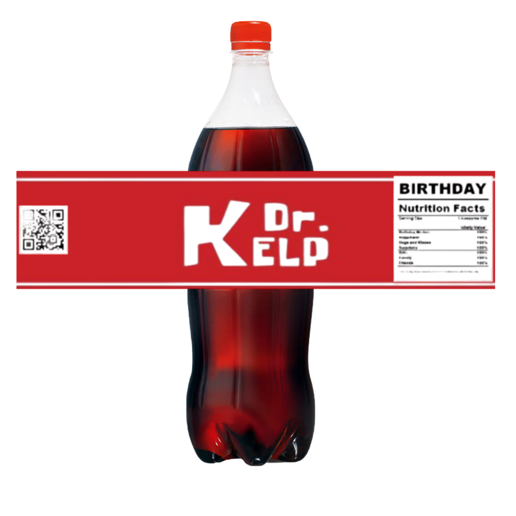 Dr Kelp Soda Bottle Labels, Under the Sea Birthday Party Favors, Set of 12