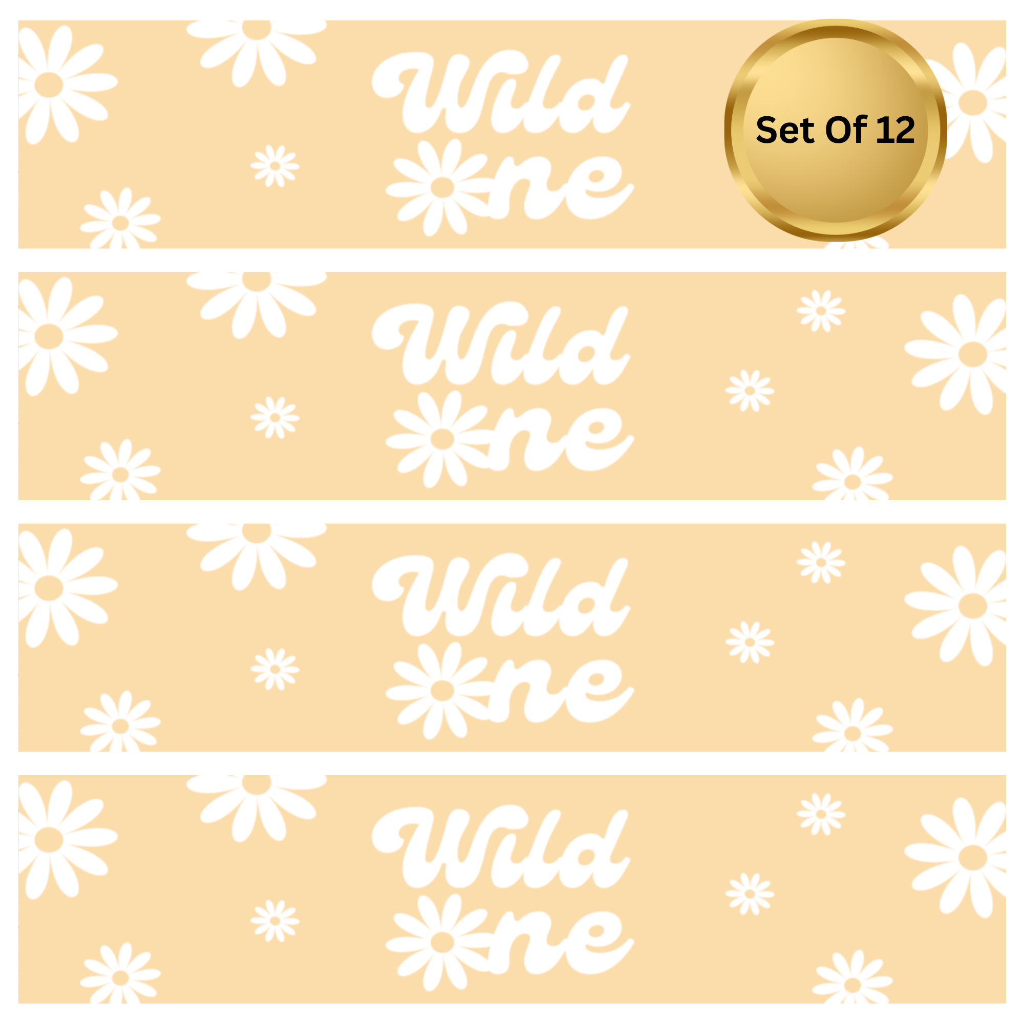 Wild One First Birthday Water Bottle Labels | Set Of 12 | floral Theme Party | Boho Jungle Decor | Drink Wraps