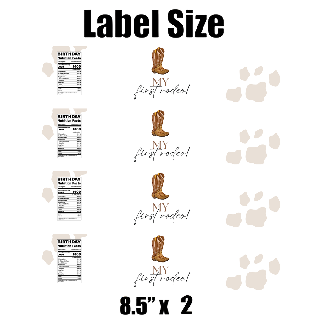 Cowgirl 1st Birthday Water Bottle Labels | Set Of 12 | My First Rodeo | Party Decor Western Theme