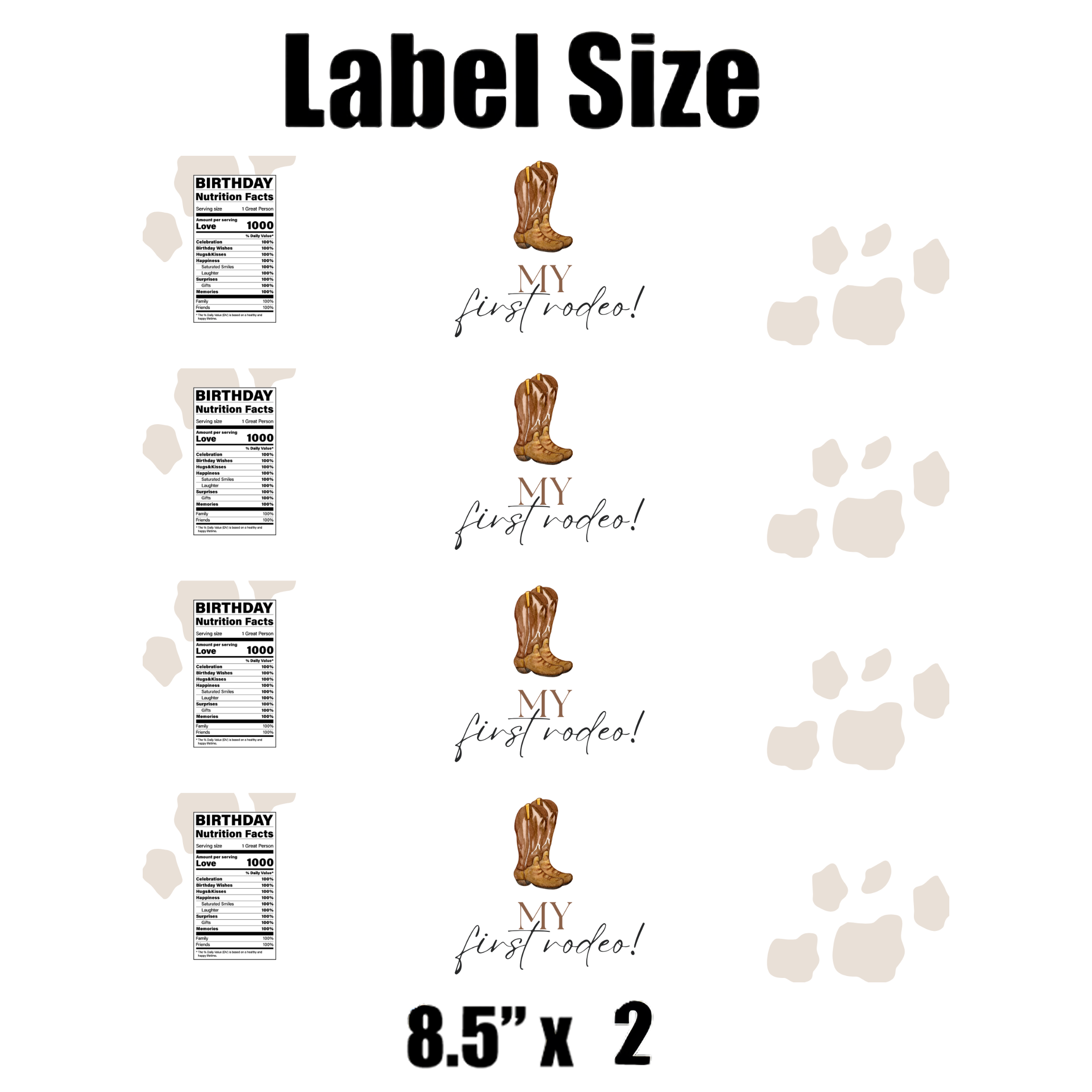 Cowgirl 1st Birthday Water Bottle Labels | Set Of 12 | My First Rodeo | Party Decor Western Theme