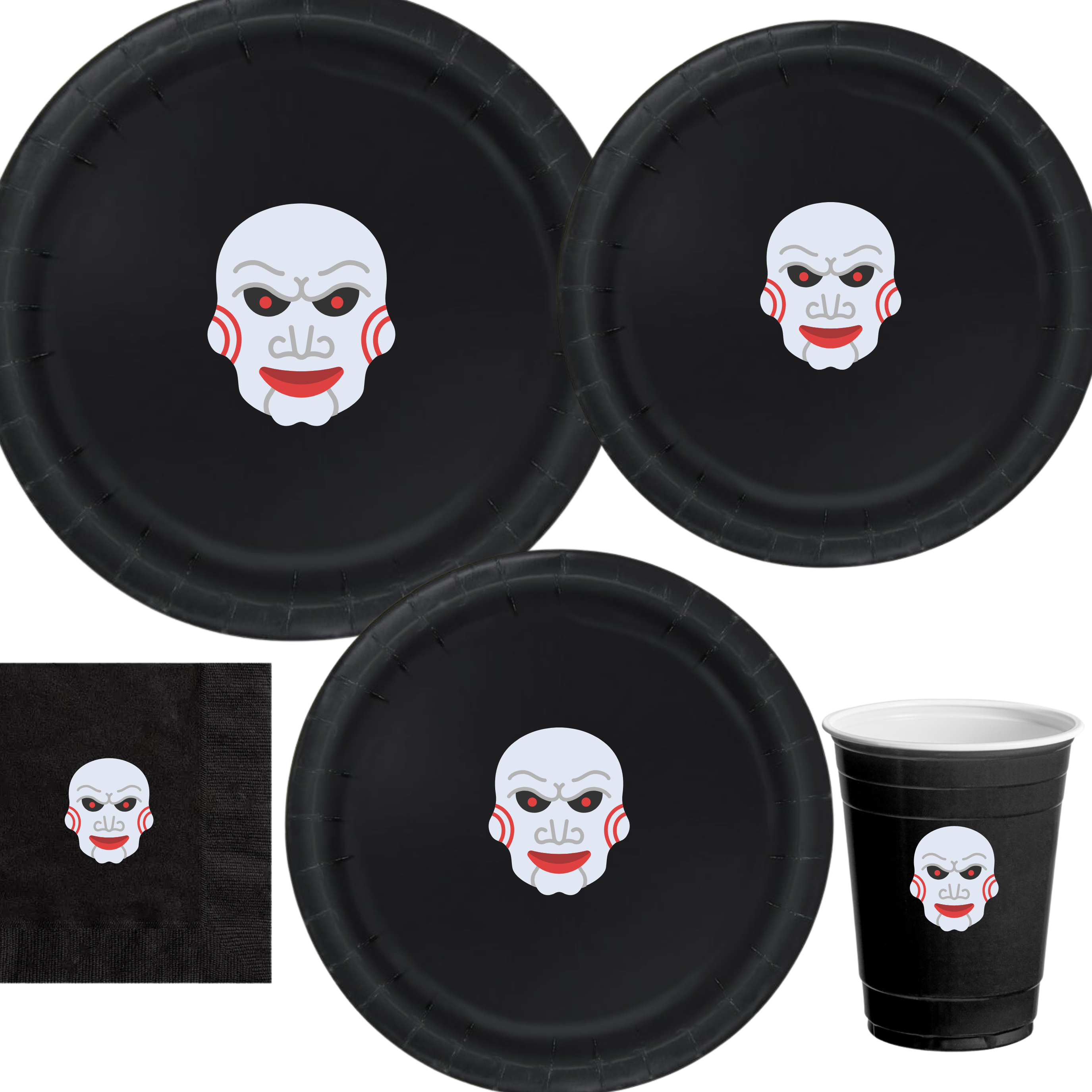 Spooky Face Halloween | Disposable Plates Set | Haunted Party Decor | Scary Theme Tableware | Matching Party Supplies