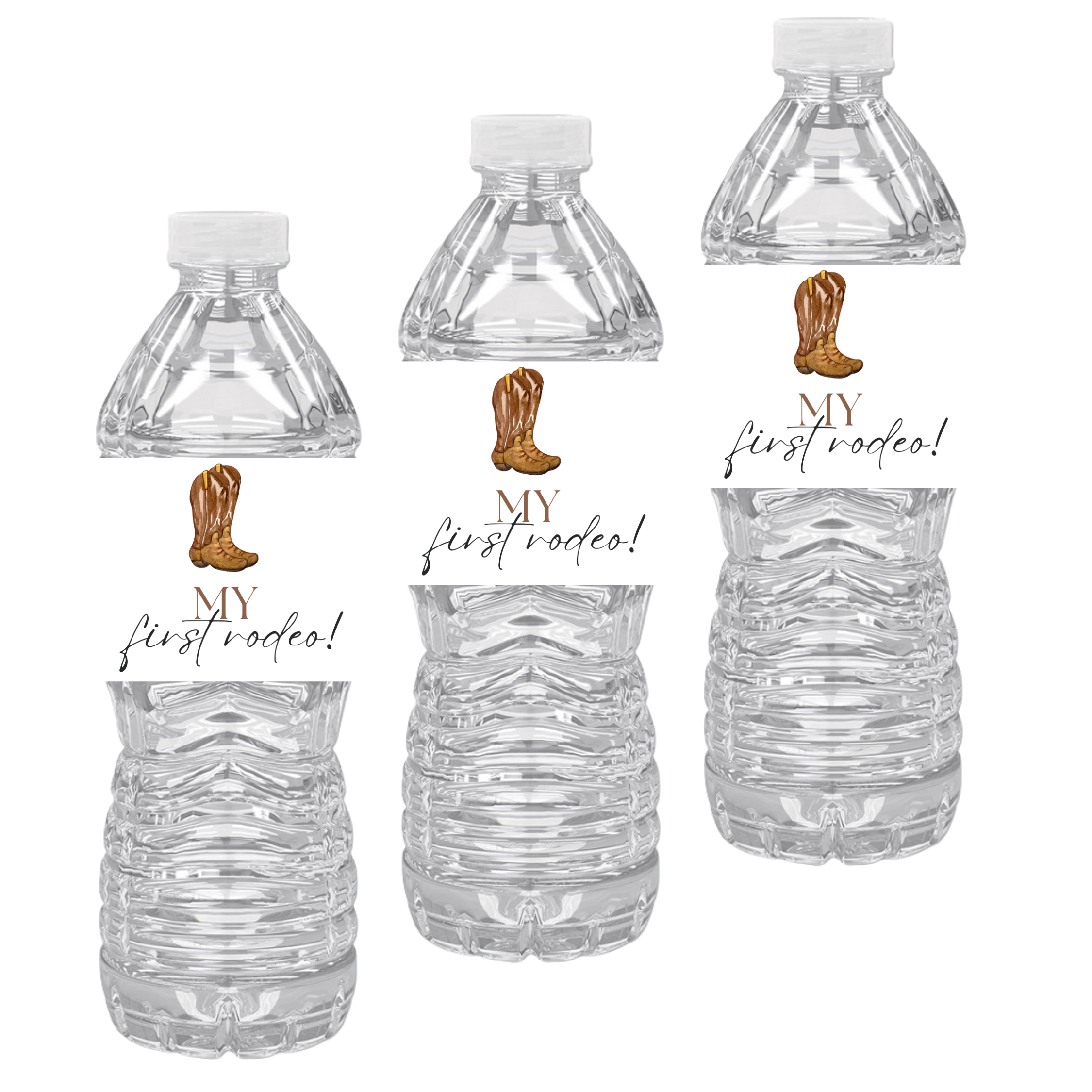 Cowgirl 1st Birthday Water Bottle Labels | Set Of 12 | My First Rodeo | Party Decor Western Theme