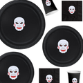 Spooky Face Halloween | Disposable Plates Set | Haunted Party Decor | Scary Theme Tableware | Matching Party Supplies